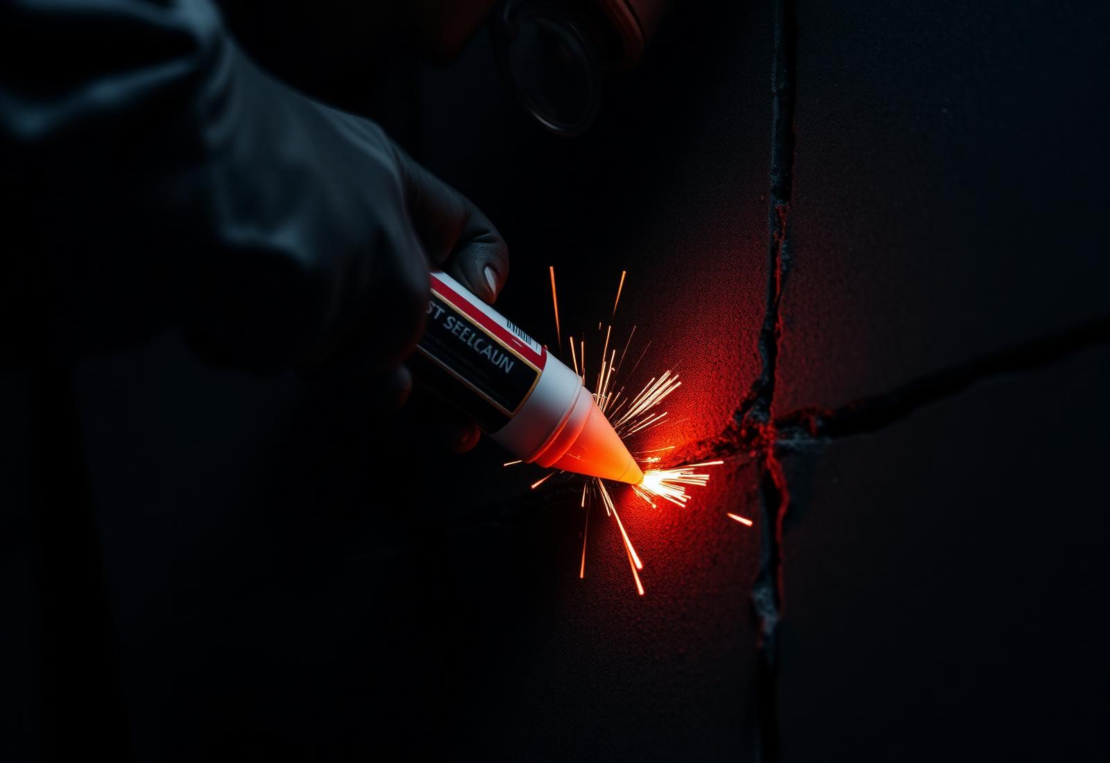 Handwerker bei Fugenarbeiten